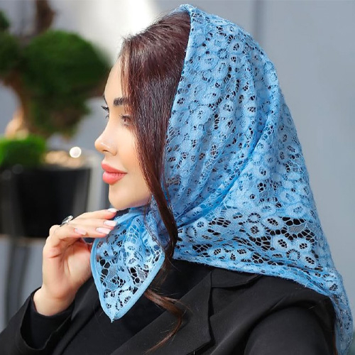  مینی اسکارف دانتل آبی آسمانی 